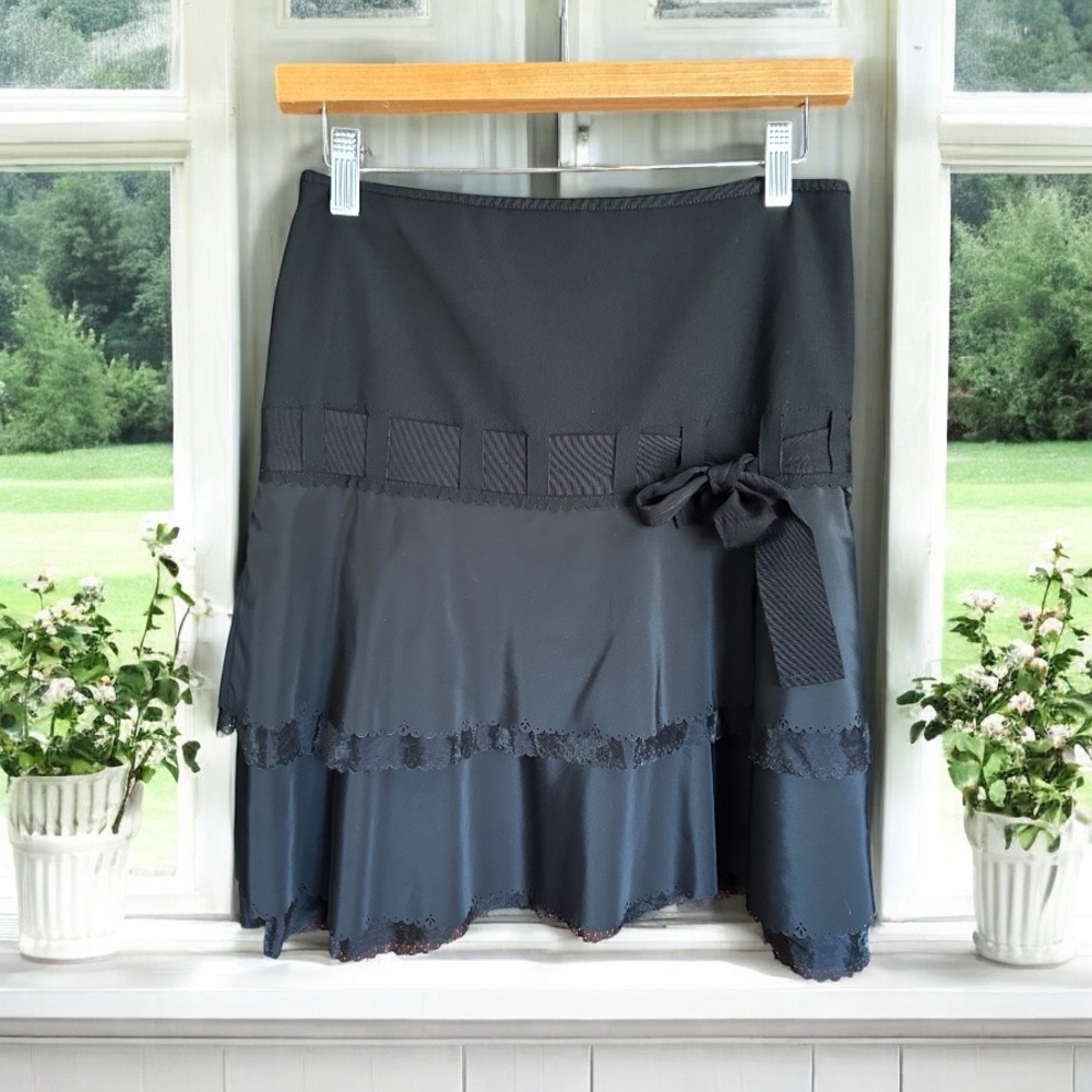 ELIE TAHARI Layered Tiered Beautiful Formal Black Skirt 2